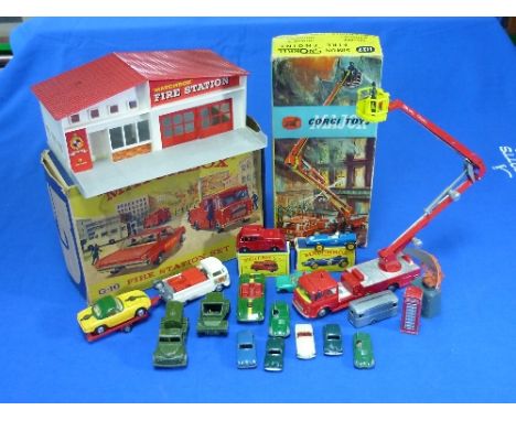 A Corgi No.1127 Simon Snorkel Fire Engine, boxed, and a Lesney "Matchbox" G-10 Fire Station Set with No.9 Fire Truck, boxed, 