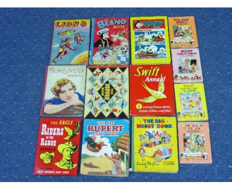 A quantity of Children's vintage annuals, books and comics, including Dandy, Beano, Eagle, Swift, Film Parade, Noddy, etc (a 