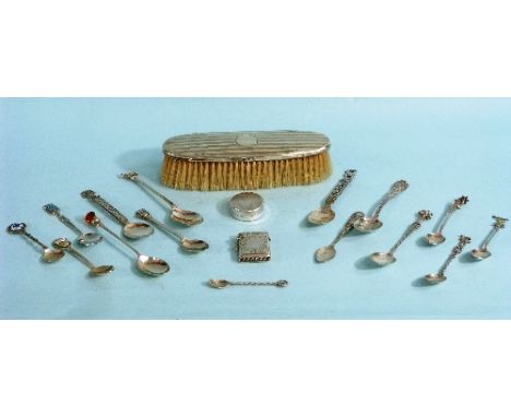 A George V silver backed Clothes Brush, hallmarked Birmingham, 1919, with engine turned decoration and vacant cartouche, toge