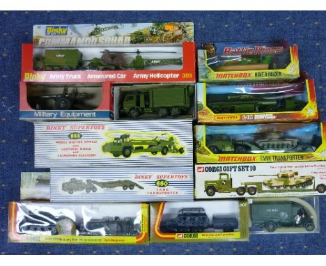 A quantity of Military diecast Toys, all boxed, including Dinky 660 Tank Transporter, 666 Missile Erector Vehicle with Corpor