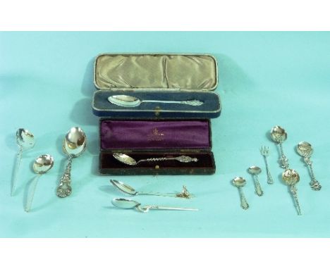 A collection of Commemorative and other silver Spoons, including a cased Queen Victoria Diamond Jubilee spoon, hallmarked Bir