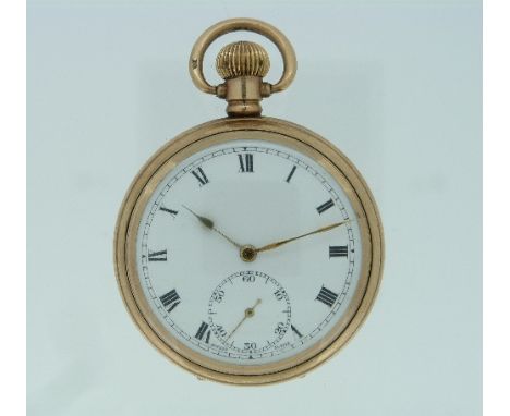 A gold-plated Pocket Watch, with Swiss Revue 15-jewels movement, the white enamel dial with black Roman numerals and subsidia