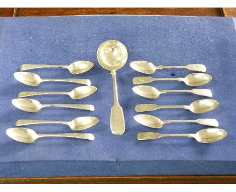 A set of six George III silver Old English pattern Teaspoons, by Thomas Dicks, hallmarked London, 1800, the handles crested, 