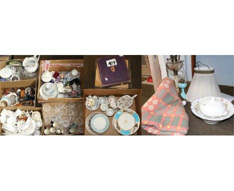 A Quanity of Decorative Ceramics, Glass and Other Items, including: a Welsh blanket, Copeland dessert service painted with sc