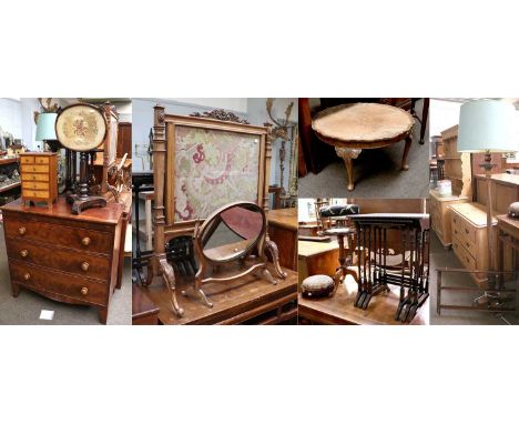 A Victorian Mahogany Chest of Drawers, 95cm by 46cm 94cm, and a quantity of occasional furniture comprising, a carved walnut 