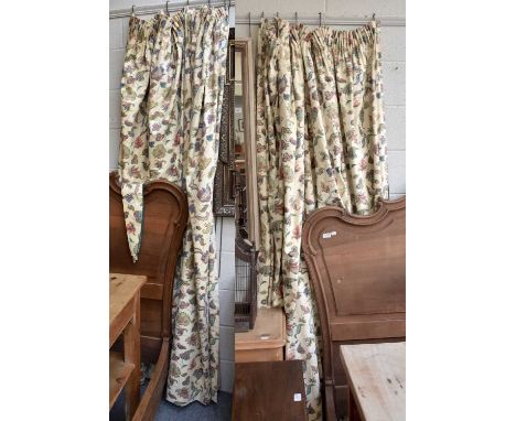 A Pair of Harlequin Gainsborough Pattern Curtains, with tie-backs, 220cm long, 152.4cm wide