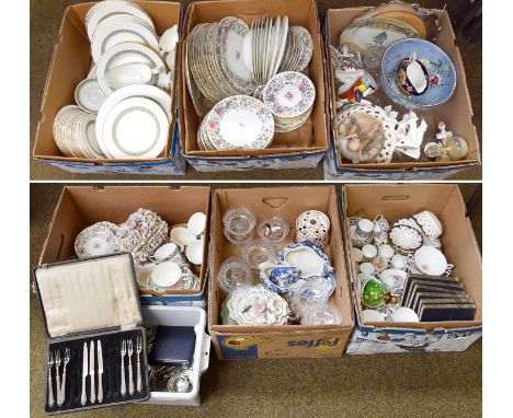 A Large Quantity of Household Ceramics, Glass and Silver Plate, including Royal Doulton Rondelay part dinner service, various