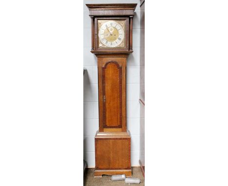 An 18th century Style Oak Eight Day Longcase Clock, 12.5" square brass dial bearing a later inscription John Smallwood, Lichf