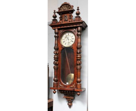 A Vienna Type Gustav Becker Double Weight Driven Striking Wall Clock, circa 1890+ 2 weights, and a pendulum, weights with den