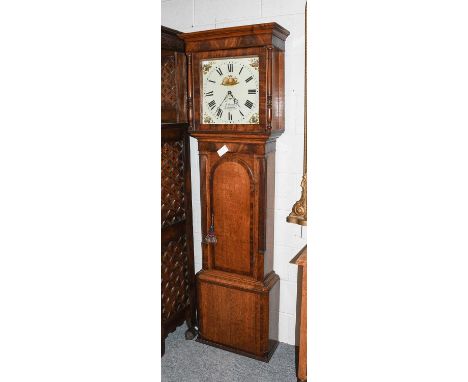 An Oak and Mahogany Thirty Hour Longcase Clock, circa 1830, 14" square painted dial, signed W. Preston, Lancaster, 191cm high