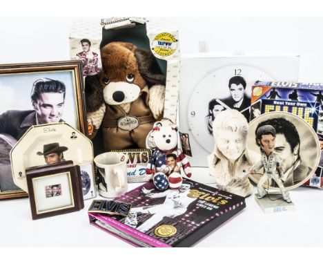 Elvis Presley Memorabilia, a variety of items including a Bear Sings Hound Dog, Pig Idol, Jigsaw, postcards from Gracelands, 