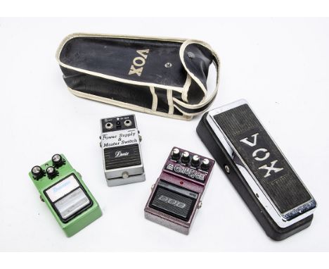 Guitar Pedals, four pedals including a Vox Wah-Wah pedal V847 in carry bag, Ibanez TS-9 Tube Screamer with instruction leafle
