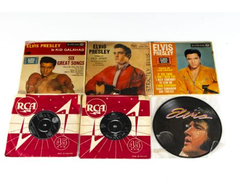 Elvis Presley EPs / 7" Singles, five EPs and approximately eighty-five 7" Singles with titles including Strictly Elvis, Love 