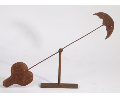 A George III "Man in the moon" clock hand, England circa 1780, The crescent form man in the moon to one end with spade to the
