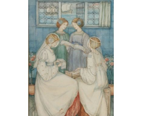 Frederick Cayley Robinson (British, 1862-1927)'St Cecilia'monogrammed and dated 1917 (lower right), watercolour44 x 32cm (17.