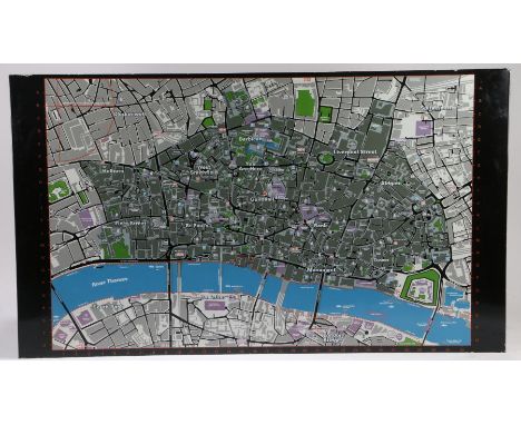 City of London Interest, a large enamel street map of the City of London, circa 1980, with a "You Are Here" marker near the G