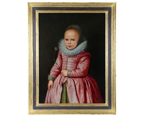 Circle of Jacob Gerritsz, Cuyp (1594-1625)Three-quarter portrait of a child holding a carnation, circa 1625Oil on panel 71.5 