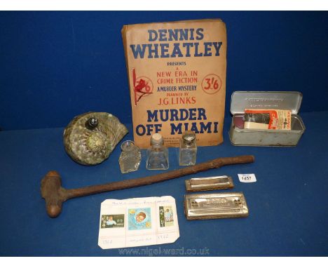 A quantity of miscellanea to include wooden Shillelagh, a sea shell converted to a lamp, a Dennis Wheatley New Era in crime f
