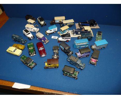 A collection of 30 model vehicles, mainly trucks and vans including Corgi, Matchbox, Lledo and Days Gone.