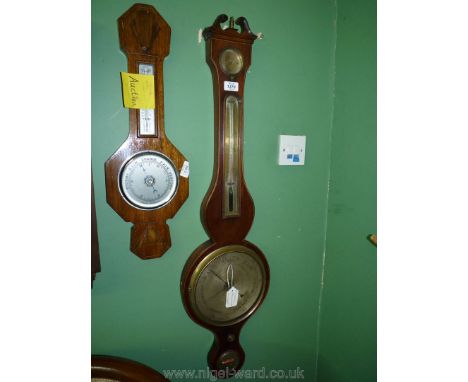 A Mahogany cased lightwood strung four point Barometer with hyrgrometer, thermometer, barometer and level engraved "Urquhart,