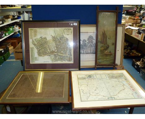 A vintage John Speed map of Yorkshire, various other maps after Speed and other prints.