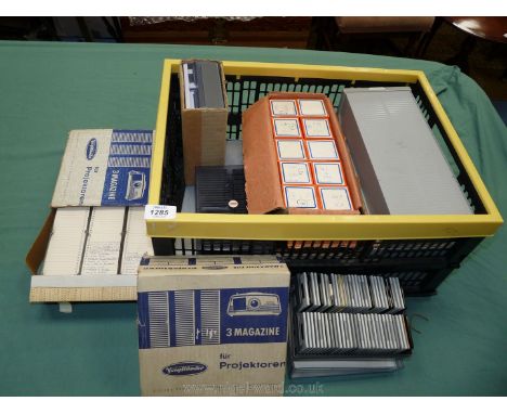 A crate of vintage 35 mm Slides including scenes of Greece, buildings and cityscapes, etc.