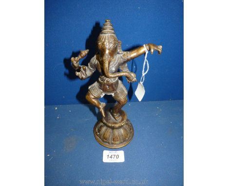 A Tibetan Buddhism brass Ganesha Lord God Elephant Buddha statue standing 8 1/2" tall.