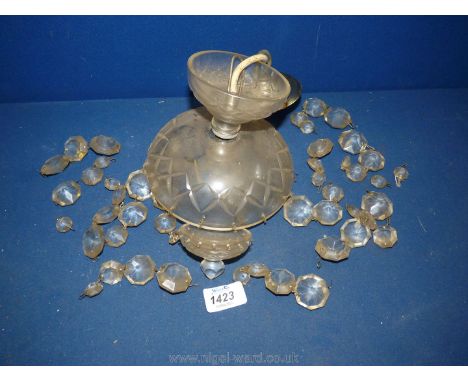 A small vintage glass chandelier (a/f).