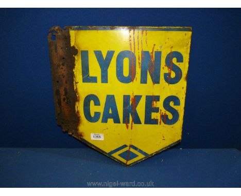 A yellow ground, two sided original ''Lyons Cakes'' enamel Sign