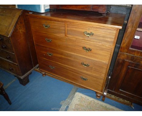 A nice quality Victorian Mahogany Chest of three long and two short Drawers having brass back-plate drop handles, standing on