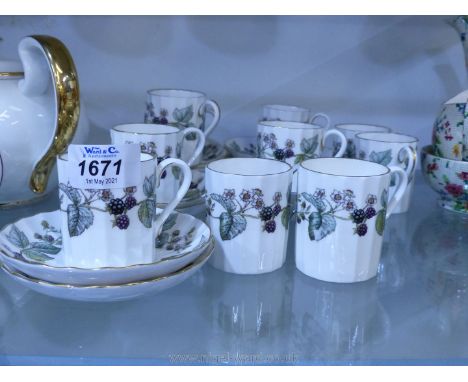 Ten Royal Worcester 'Lavinia' coffee Cans and saucers plus one saucer.
