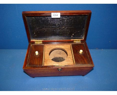 An Oak sarcophagus Tea Caddy with beaded detail to edge, two compartments, 12" x 6 1/2".  