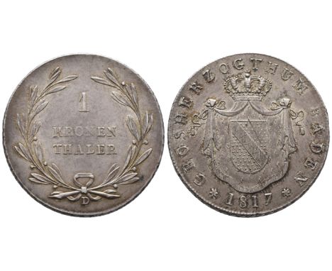 Baden Durlach, Karl Ludwig Friedrich, 1811-1818, Kronentaler 1817, Durlach, 29,58 g. Thun 15; AKS 25. Hübsche Patina, vorzügl