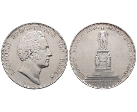 Baden Durlach, Karl Leopold Friedrich, 1830-1852, Vereinsdoppeltaler 1844, 37,17 g. Thun 25; AKS 110. Sehr schön +