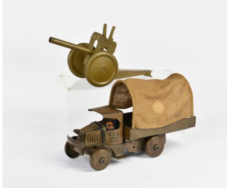 Marx, US Army LKW mit Geschütz, USA, 27-30 cm, Blech, Z 2/2-