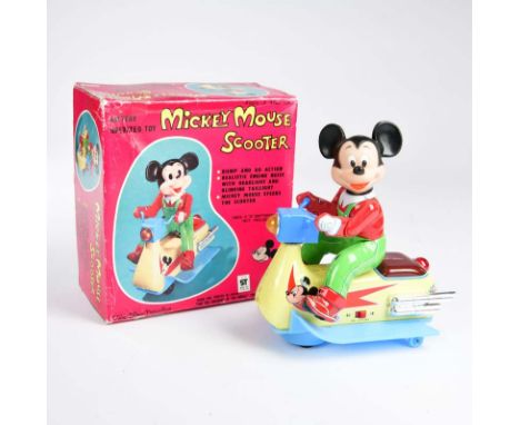 Masudaya, Mickey Mouse Scooter, Japan, 22 cm, GemBw, Bat. Antrieb + Licht ok, Okt Z 2+, Z 1