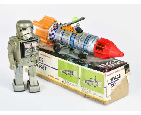 Space Rocket + Storm Trooper Robot, GemBw, Funktion nicht geprüft, min. LM, Okt geklebt, Z 2