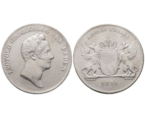 Baden Durlach, Karl Leopold Friedrich, 1830-1852, Kronentaler 1835, 29,46 g. Thun 19; AKS 82. Sehr schön-vorzüglich