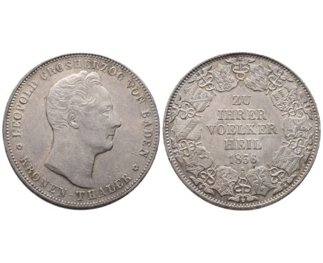 Baden Durlach, Karl Leopold Friedrich, 1830-1852, Kronentaler 1836, Zu Ihrer Völker Heil, 29,55 g. Thun 23; AKS 87. Hübsche P