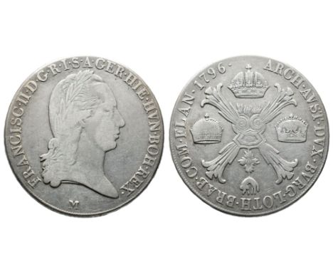 Römisch Deutsches Reich / Habsburgische Erblande, Franz II., 1792-1804. Kronentaler 1796 M, Mailand. 29,20 g. Dav. 1390. Sehr