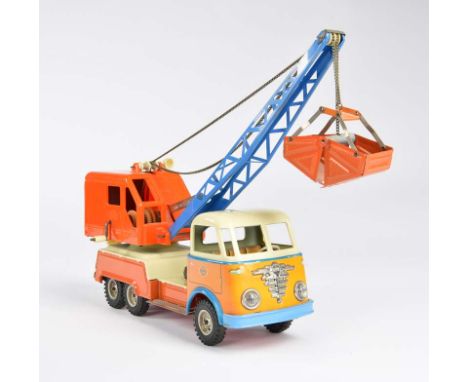Gama, LKW mit Bagger, W.-Germany, 30 cm, GemBw, Funktion ok, Z 1-