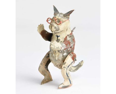 Gama, Kater mit Brille, Germany VK, 16 cm, Blech, UW defekt, LM, Beine lose, bitte besichtigen