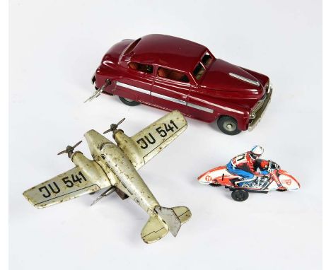JNF, Huki + H &amp; K, JU 541, Super Electric + Motorrad, Germany, Blech, UW ok, Flugzeug mit RS, JNF: Delle im Dach, bitte b