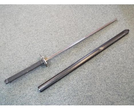 A replica Katana sword with black handle wrap and black scabbard. Blade length approx. 