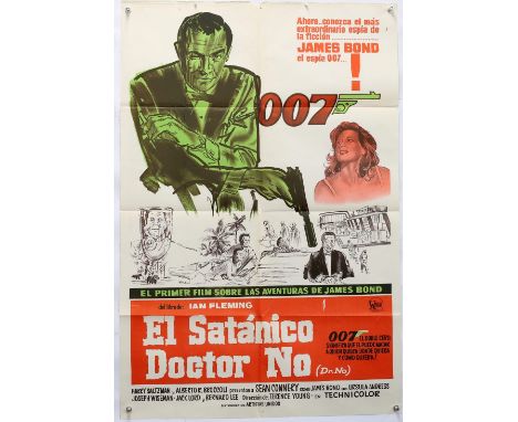James Bond Dr. No (1962) Argentinian One Sheet film poster, starring Sean Connery in the first in the series film, folded, 29