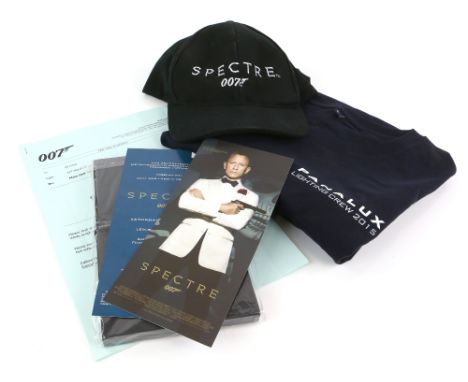James Bond Spectre (2015) Lighting Crew T Shirts (Size L), Crew Cap, Notebook, two tickets to the Premiere and a Main unit sh