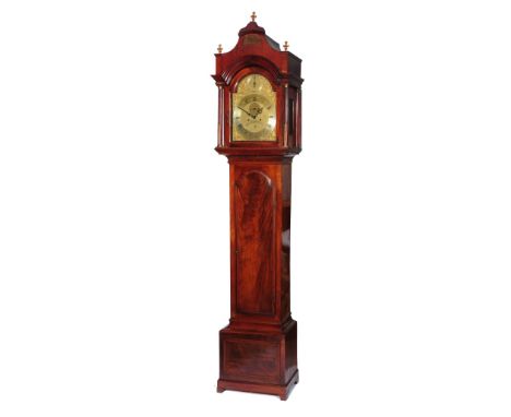 A GEORGE III MAHOGANY 8 DAY LONGCASE CLOCK the 12" brass break arch dial with Roman chapter ring, Arabic five minutes, the ma