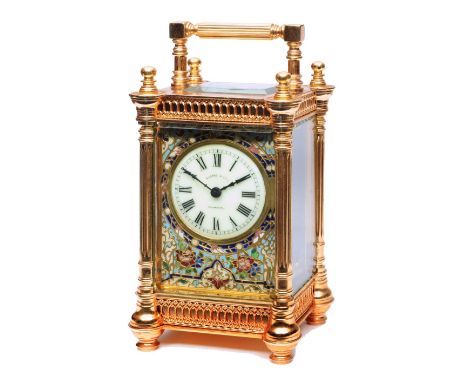 A 19TH CENTURY FRENCH CARRIAGE TIMEPIECE the circular ivory enamel Roman dial inscribed Aldred &amp; Son, Yarmouth, with cham