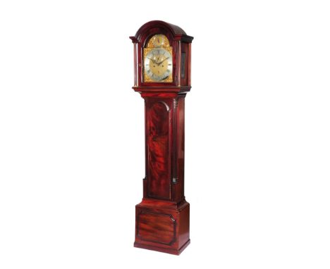 A GEORGE III MAHOGANY 8 DAY LONGCASE CLOCK the 11 3/4" brass break arch dial with silvered Roman chapter ring, Arabic five mi