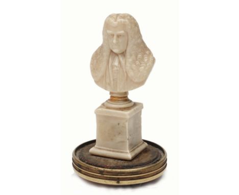 AN EARLY 19TH CENTURY WAX PORTRAIT BUST of John Scott, 1st Earl of Elden, Lord Chancellor, by David Morison, the square pedes